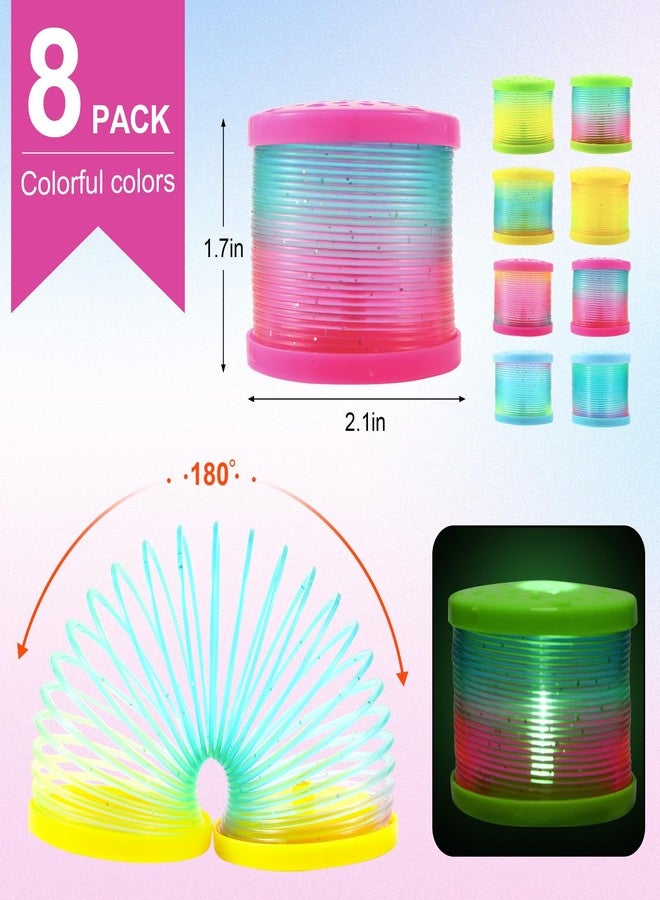 ZJDL 8 Pack Glow Coil Spring Toy, Mini Springs Rainbow Magic Fidget Toys for Kids Boys Girls, Glow in the Dark Party Favors, Projection Star Night Light toy Carnival Prize, Pinata Fillers for Toddlers - Image 2